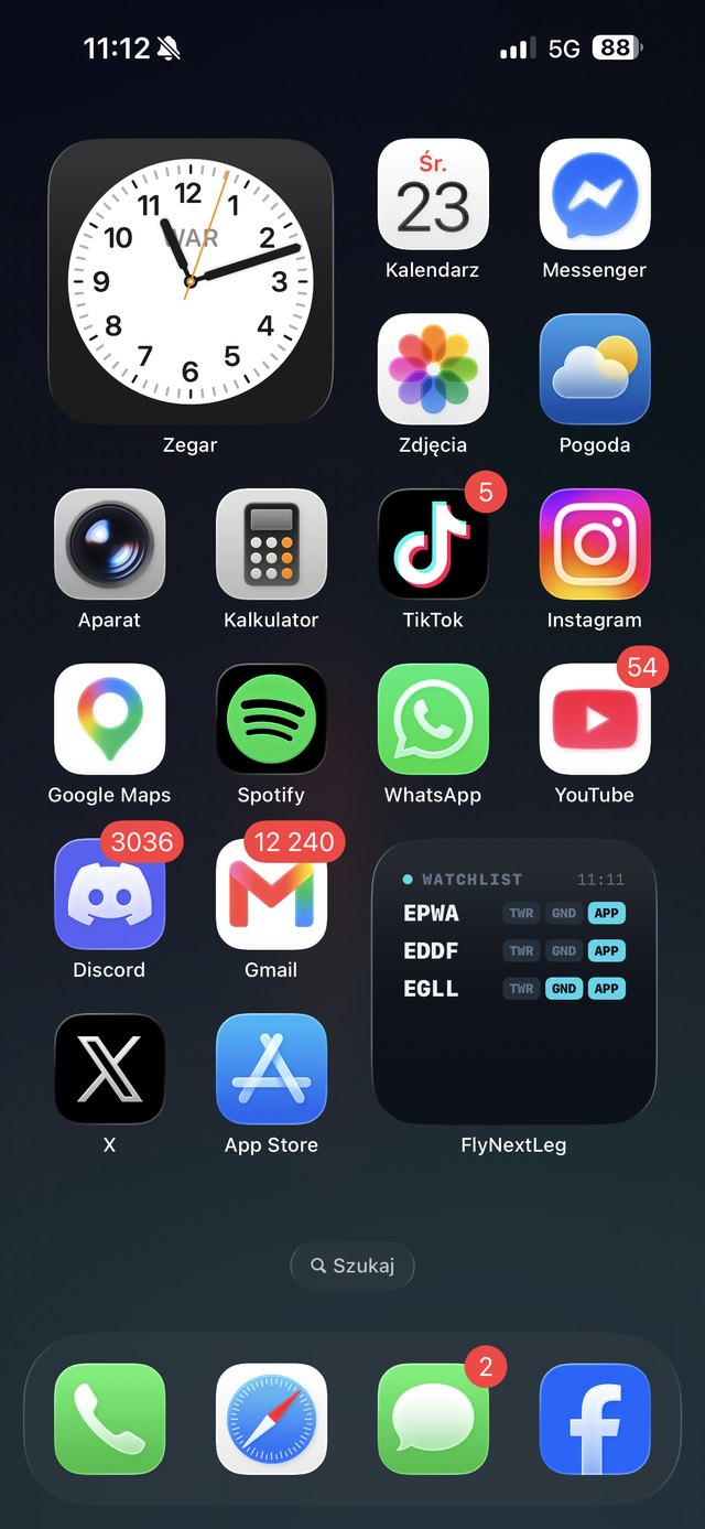 NextLeg widget on the iPhone home screen